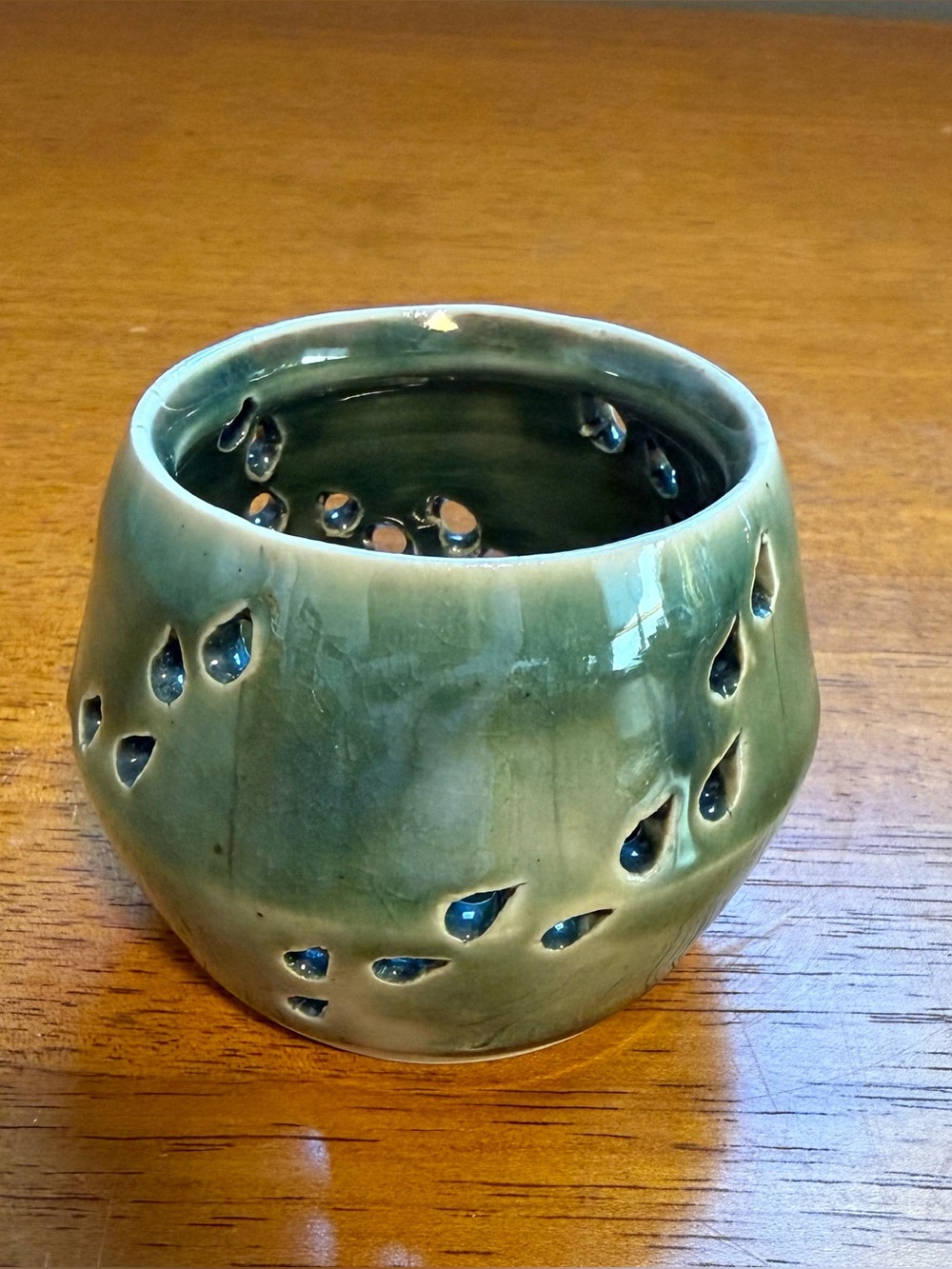 Handmade Green Ceramic Lantern Pottery